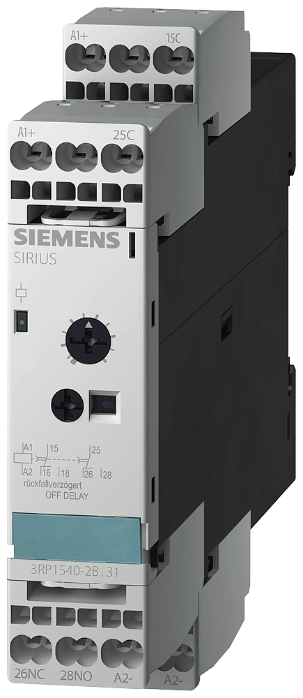 RELÉ DE TEMPO BASE DO CPU ATRASADO NO CORTE SEM TENSÃO AUXILIAR 2 INVERSORES 3RP15402BJ31 SIEMENS