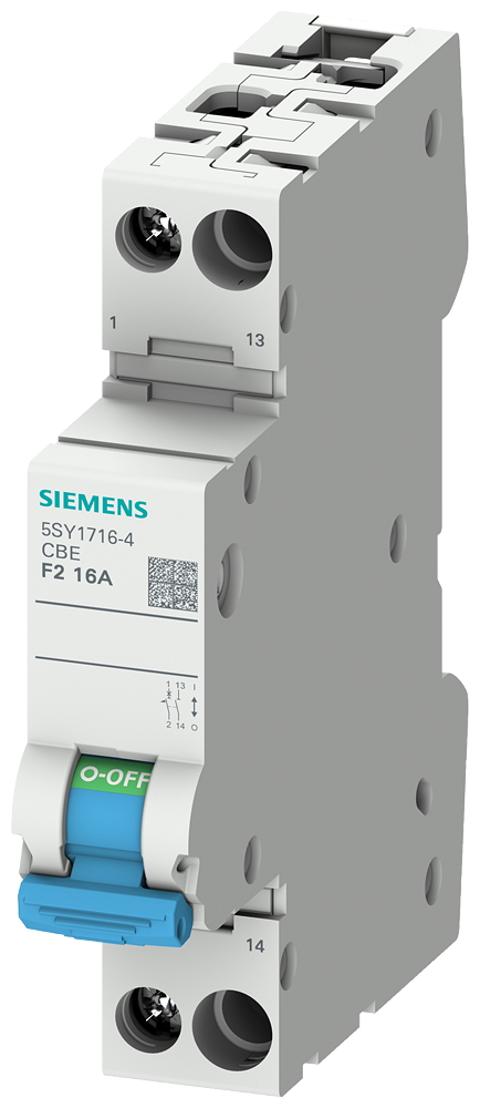 [Imagem INTERRUPTOR DE PROTEÇÃO DO APARELHO DE 1 POLO COM INTERRUPTOR AUXILIAR CONTAT 5SY17064 SIEMENS]