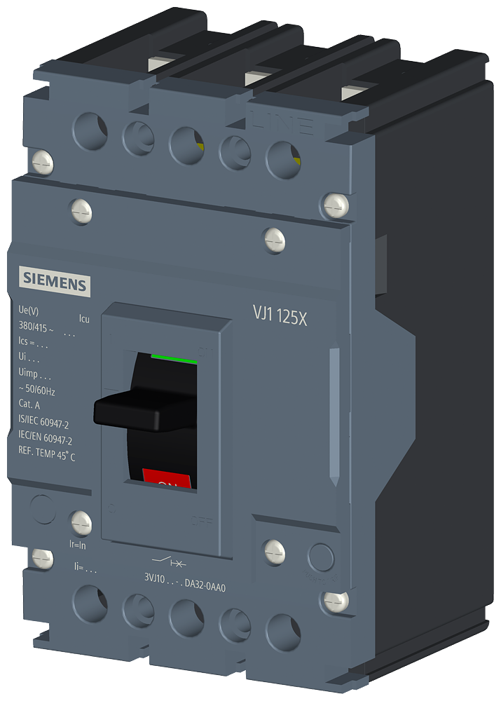 [Imagem DISJ 3P 50A 10KA 380V FIXO/FIXO 3VJ10 3VJ10050DA320AA0 SIEMENS]