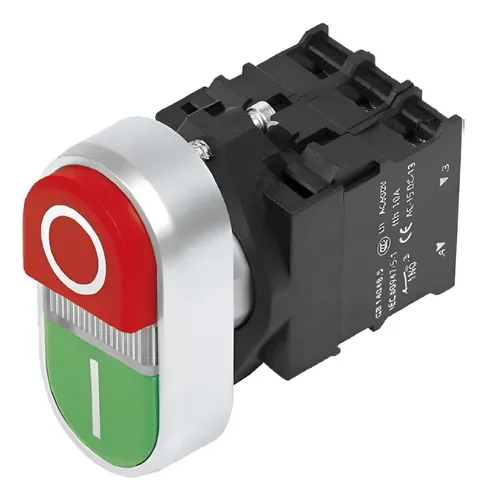 [Imagem BOTÃO DUPLO ILUMINADO 220VCA 1NA/1NF VERDE/VERMELHO BR 3SB61363CA241MK0 SIEMENS]
