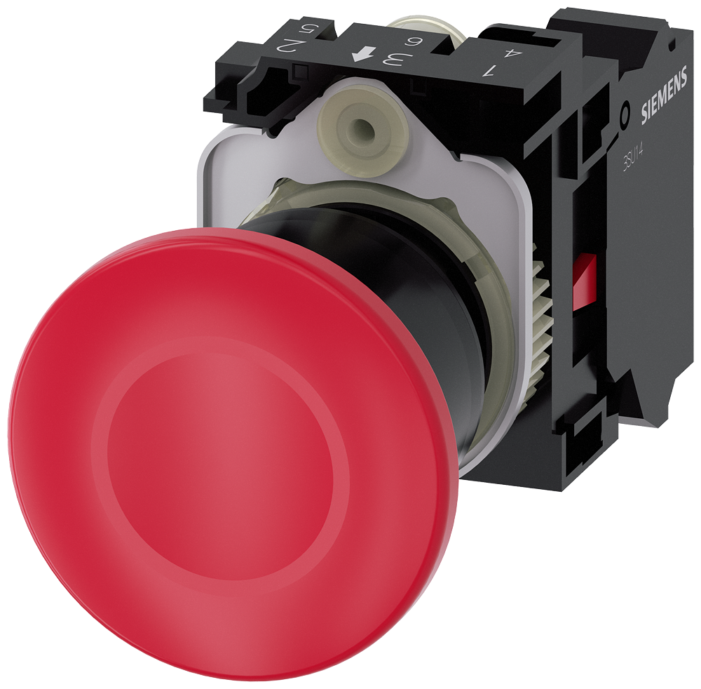 BOTÃO TIPO COGUMELO 22 MM REDONDO PLÁSTICO VERMELHO 40 MM DE ENCAIXE D 3SU11001BA203CA0-ZY19 SIEMENS