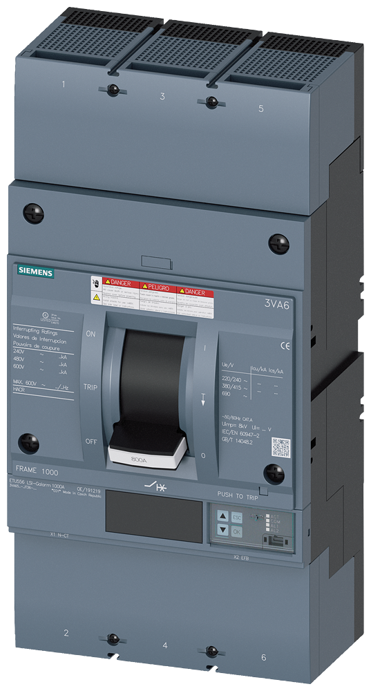 DISJUNTOR UL FRAME 800 800 A DE 3 POLOS 35 KA ETU5 LSI A 3VA65805JT362AA0 SIEMENS
