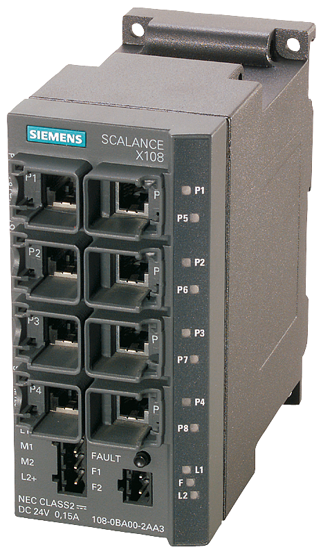 [Imagem SWITCH NÃO GERENCIÁVEL 8XRJ45 10/100MBITS SCALANCE X108 6GK51080BA002AA3 SIEMENS]