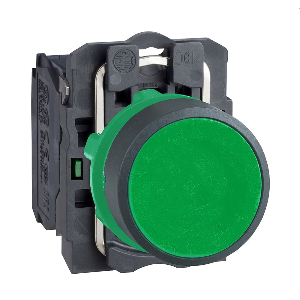 [Imagem BOTÃO Ø22MM PLÁSTICO, RETORNO POR MOLA, VERDE, NA XB5AA31 SCHNEIDER]