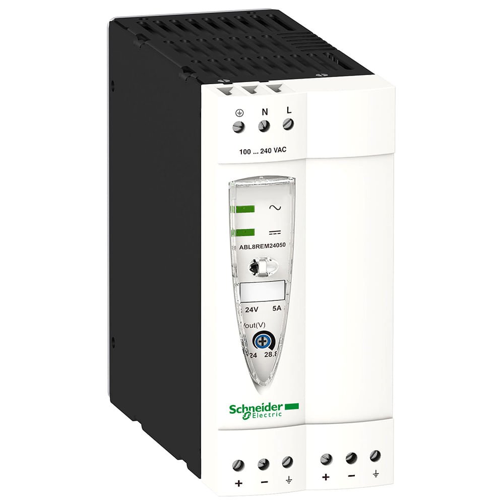 [Imagem FONTE DE ALIMENTAÇÃO CHAVEADA MONO 120W E-100/240VCA S-24VCC ABL8REM24050 SCHNEIDER]