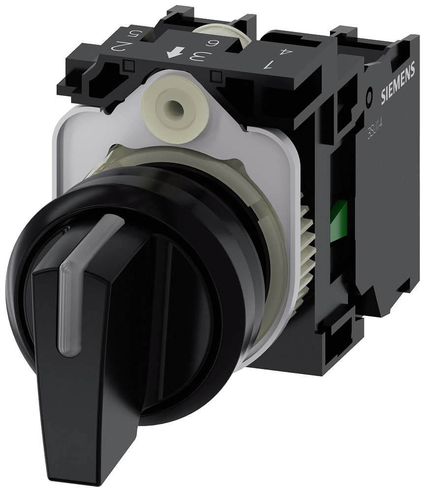 INTERRUPTOR COM MANÍPULO ILUMINÁVEL 22MM REDONDO PLÁSTICO PRETO 1NA 1NA 3SU11002BL101NA0 SIEMENS