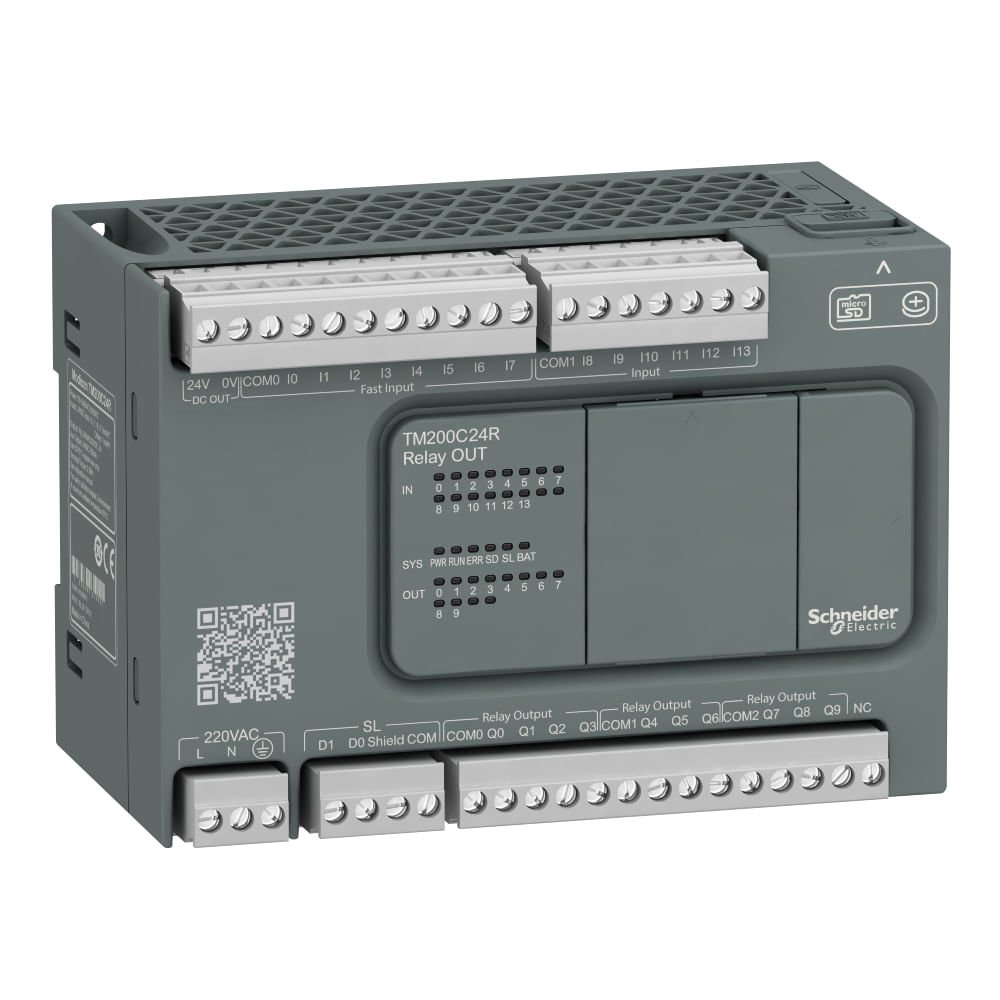 [Imagem CONTROLADOR LOGICO PROGRAMÁVEL MODICON M200, 24 E/S, SAÍDA A RELE. TM200C24R SCHNEIDER]