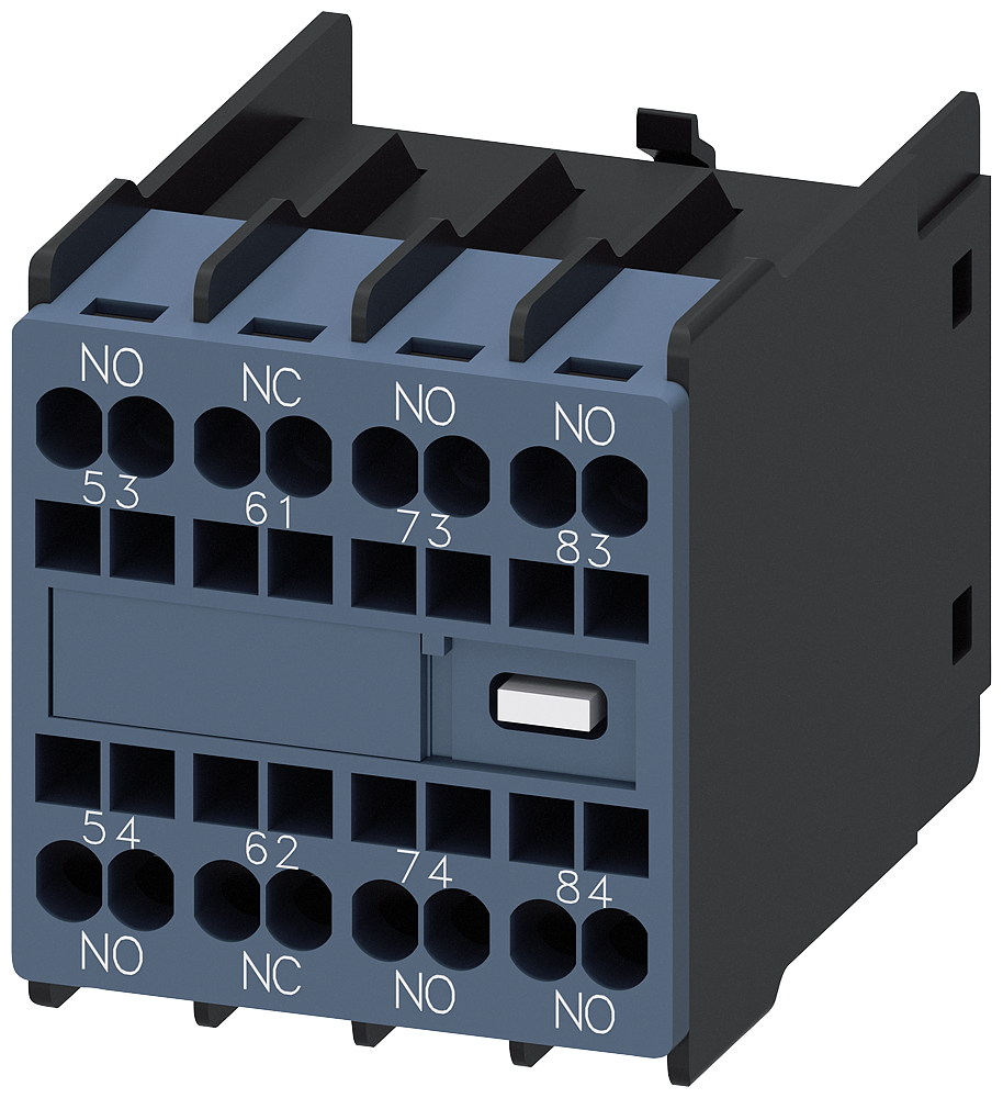 INTERRUPTOR AUXILIAR NO LADO FRONTAL 3 NA + 1 NF 53/54 61/62 73/74 83/8 3RH29112GA31-ZX95 SIEMENS