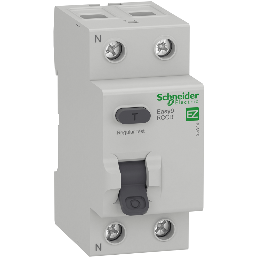 [Imagem INTERRUPTOR DIFERENCIAL RESIDUAL EASY9 RCCB 2P 25A 30MA TIPO AC 230V EZ9R06225 SCHNEIDER]