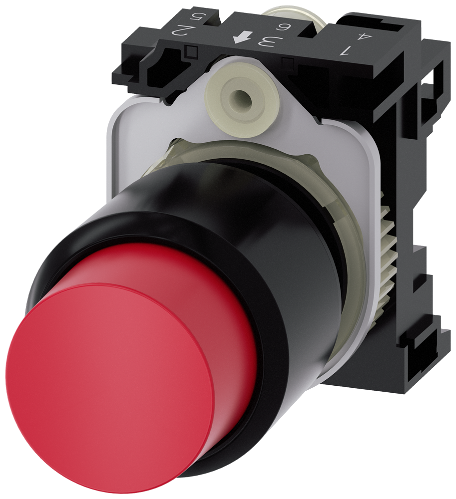 BOTÃO DE PRESSÃO COM CURSO PROLONGADO (12MM) 22MM REDONDO PLÁSTICO VERMELHO 3SU12000FB200AA0 SIEMENS