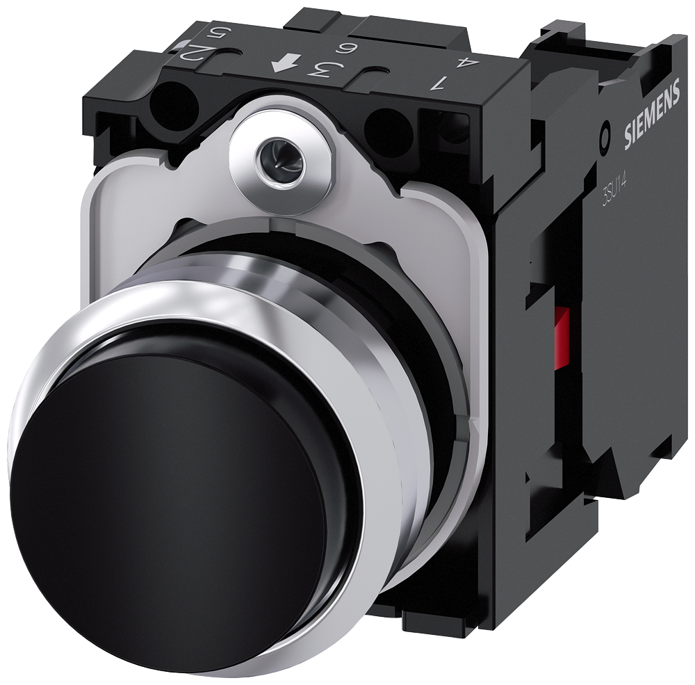 BOTÃO 22 MM REDONDO METAL DE ALTO BRILHO PRETO BOTÃO DE PRESSÃO ALTO 3SU11500BB101CA0-ZY11 SIEMENS