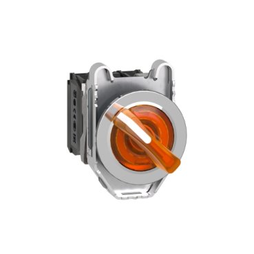 [Imagem CHAVE SELETORA LUMINOSA FACEADA Ø30MM METÁLICA 2 POSIÇÕES FIXAS LARANJA NA+NF 24VCA/CC XB4FK125B5 SCHNEIDER]