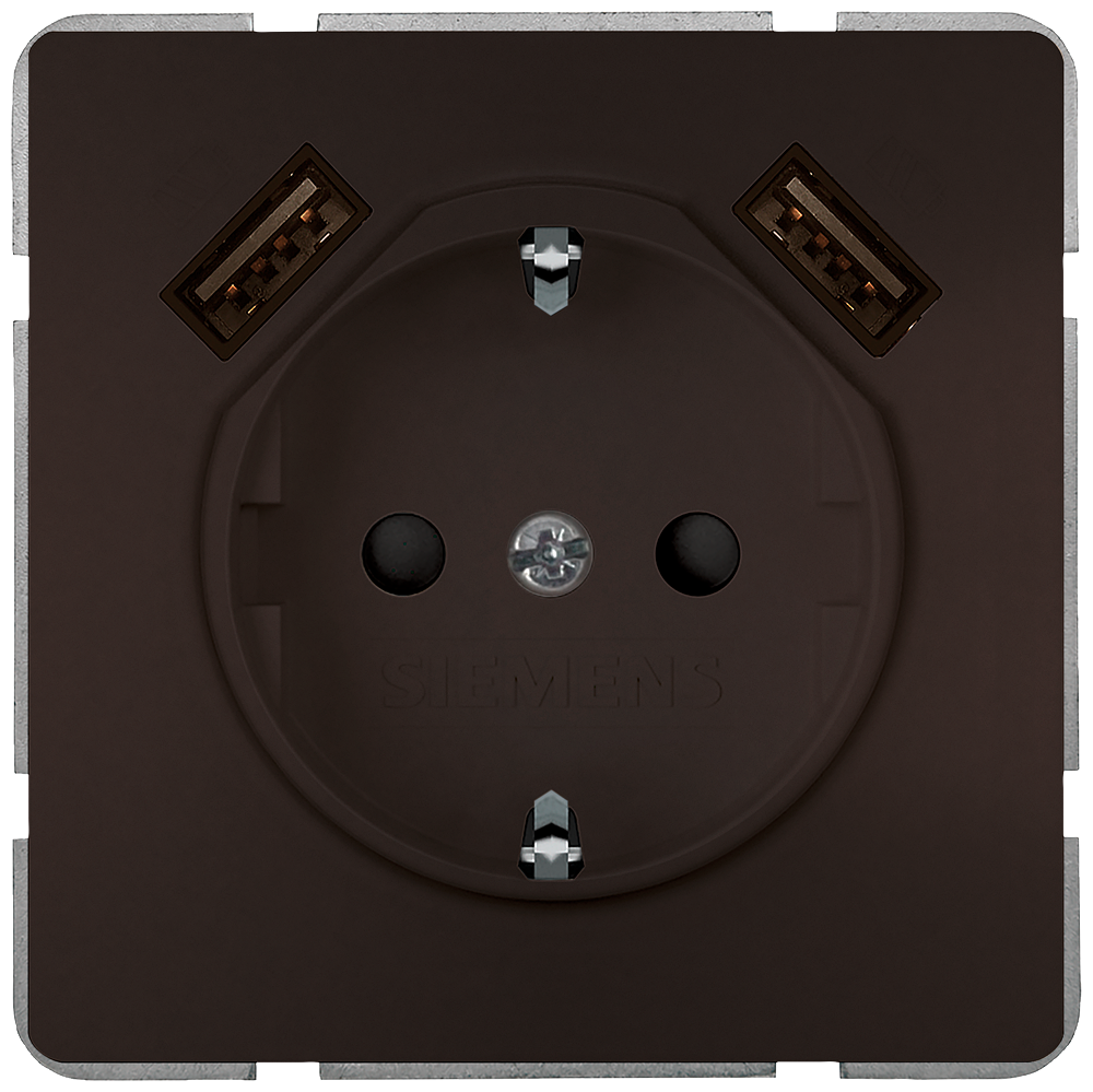 TOMADA SCHUKO COM CARREGADOR USB DUPLO CHOCOLATE 5UB18700CH01 SIEMENS