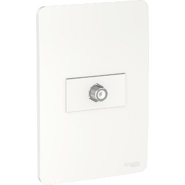 [Imagem CONJUNTO TOMADA PARA ANTENA DE TV (P/ CABO COAXIAL TIPO F) PL/BR S71346804 SCHNEIDER]