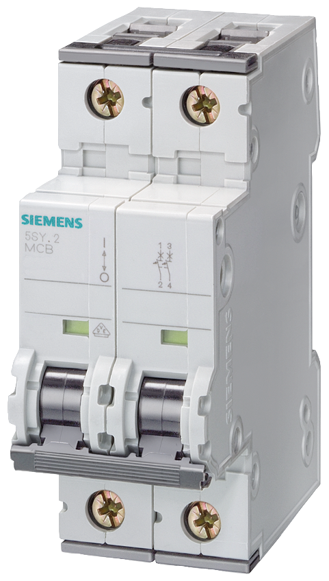 [Imagem DISJUNTOR AUTOMÁTICO 400V P=70MM 25KA SEGUNDO EN 60947-2, 2P, D32 5SY82328 SIEMENS]
