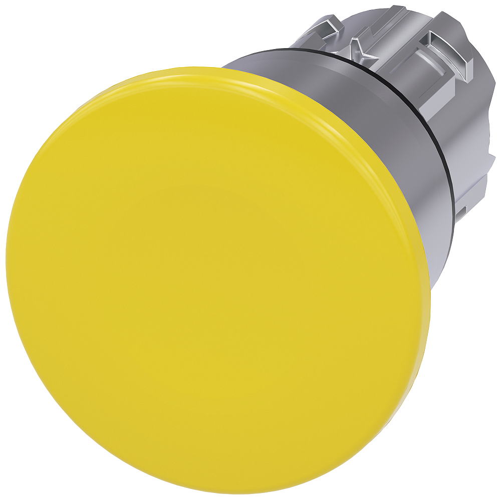 BOTÃO TIPO COGUMELO 22 MM REDONDO METAL DE ALTO BRILHO AMARELO 40 MM D 3SU10501BA300AA0-ZY12 SIEMENS