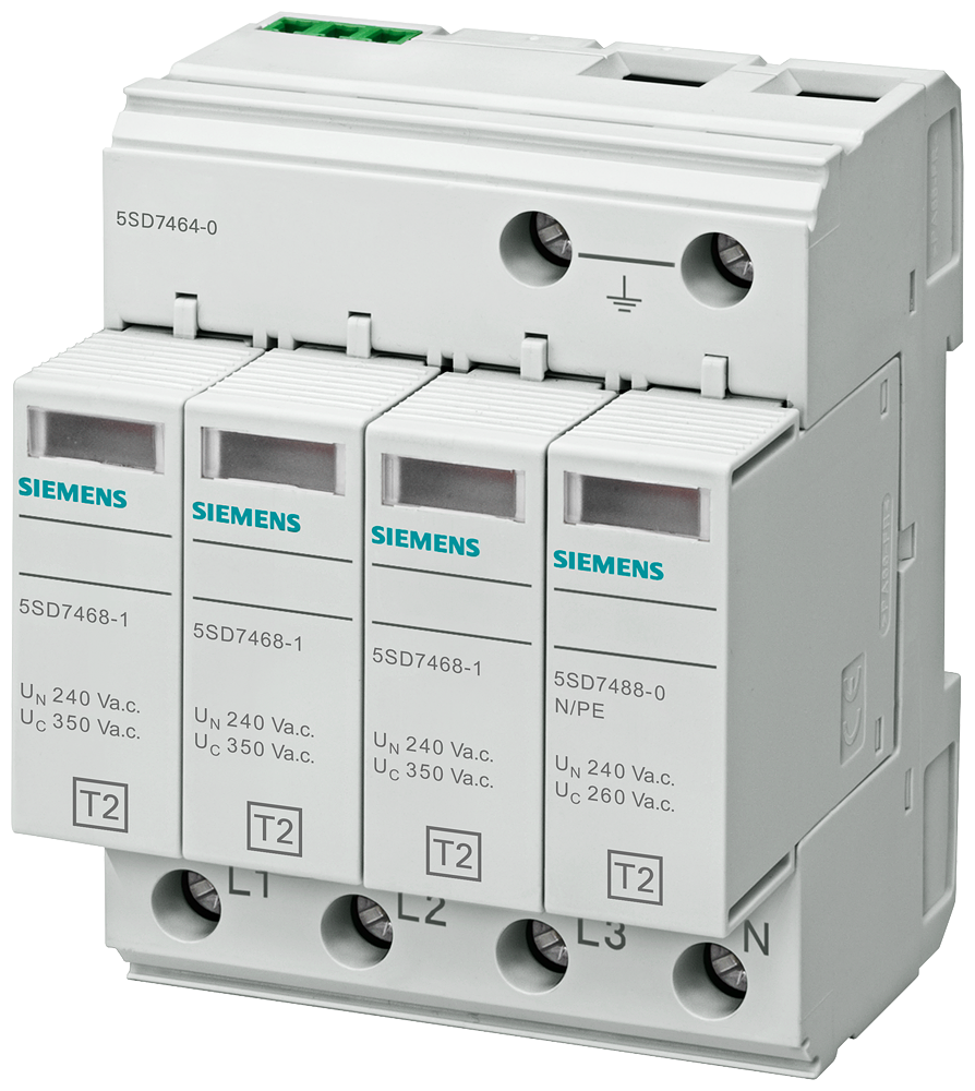 [Imagem PROTETOR CONTRA SURTOS TIPO 2 CLASSE DE REQUISITO C, UC 350V MÓDULOS DE PROTEÇÃO 5SD74640 SIEMENS]