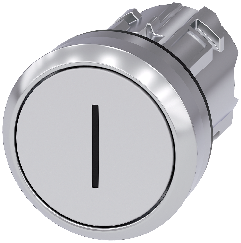 BOTÃO 22 MM REDONDO METAL DE ALTO BRILHO BRANCO INSCRIÇÃO: I BOTÃO DE 3SU10500AB600AC0-ZX90 SIEMENS