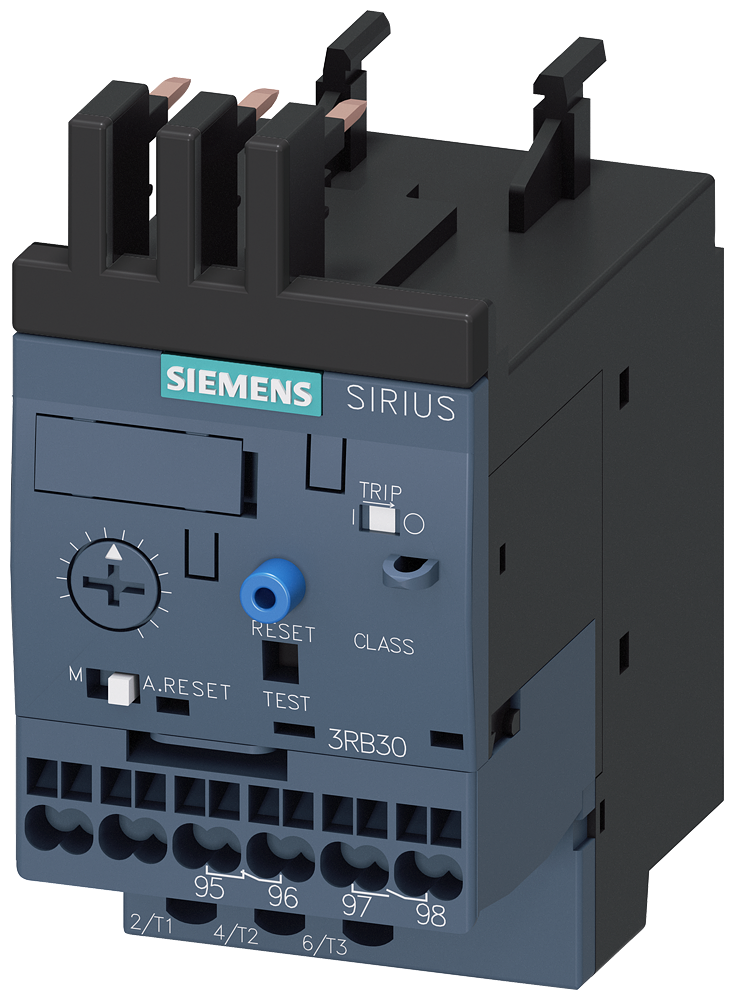 [Imagem do produto RELÉ DE SOBRECARGA 1-4A PROTEÇÃO DO MOTOR S00, CLASS 20, MONTAGEM EM CONTATOR 3RB30162PE0 SIEMENS]