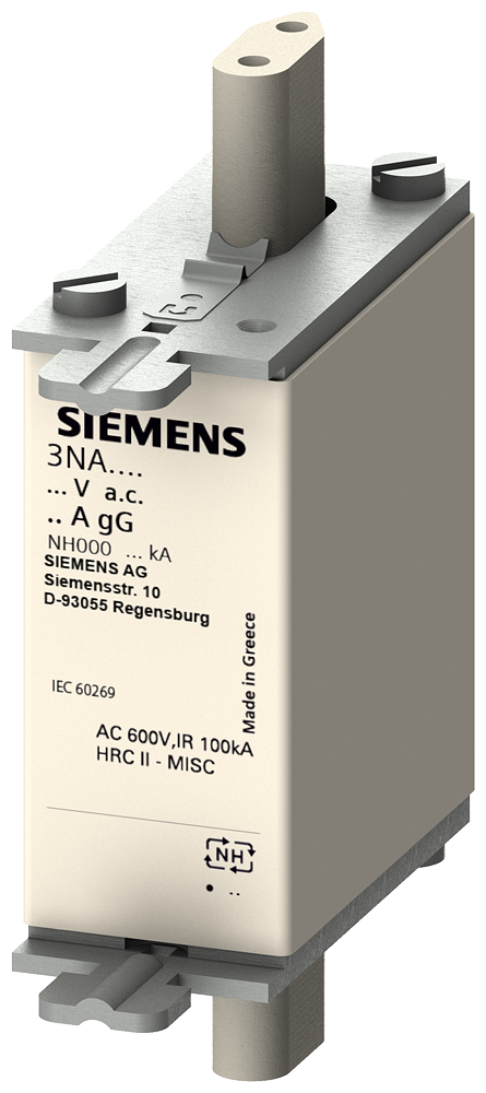 ELEMENTO DE FUSÍVEL NH NH000 IN: 2 A GG UN CA: 690 V UN CC: 250 V 3NA38026 SIEMENS