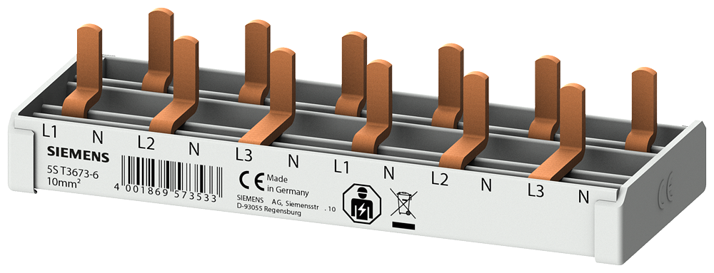 BARRAMENTO DE PINO 10MM2 DE 4 FASES 6X (1FA+N) 113MM 5ST36736 SIEMENS