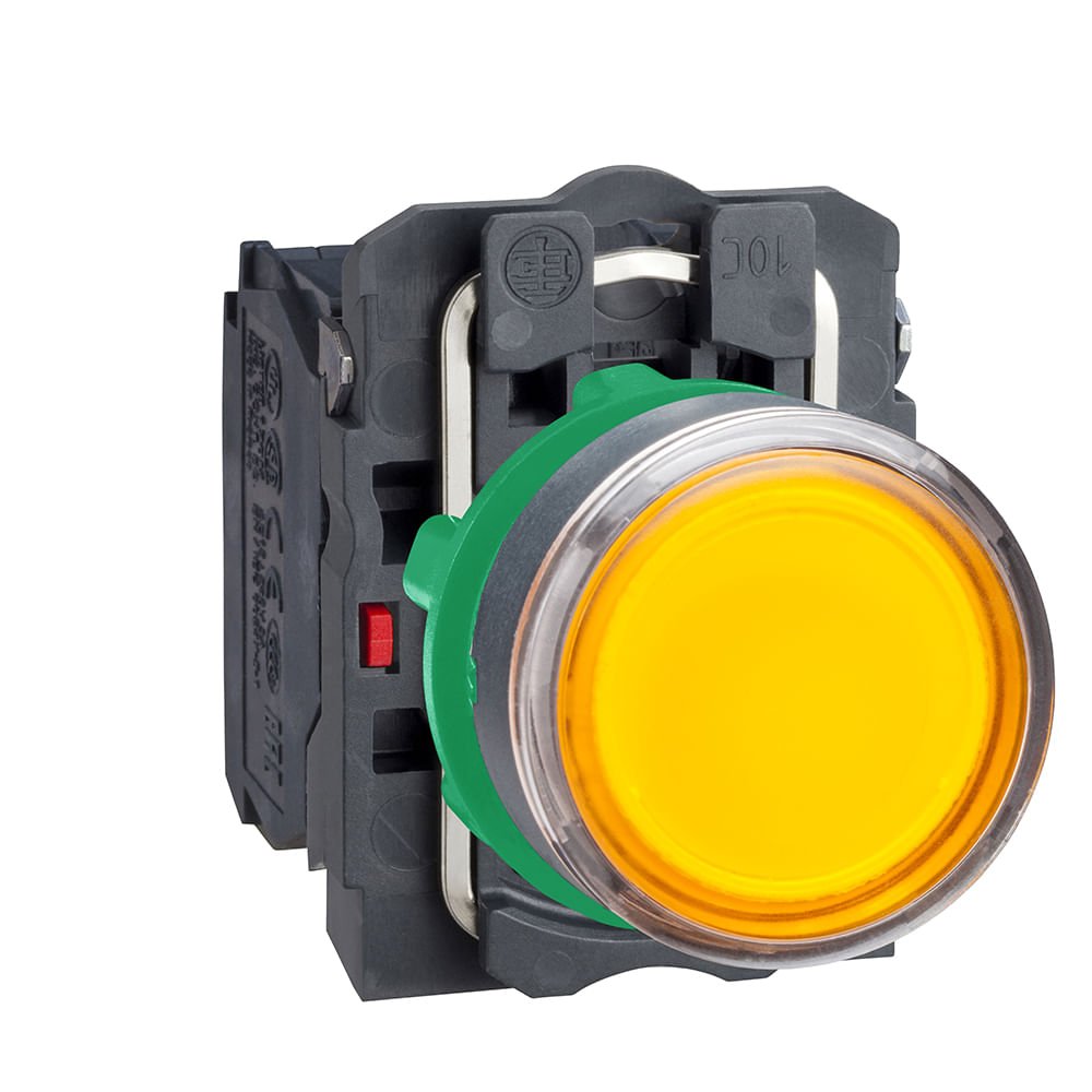 [Imagem BOTÃO LUMINOSO Ø22MM PLÁSTICO, RETORNO POR MOLA, LARANJA, NA+NF, 24VCA/CC XB5AW35B5 SCHNEIDER]