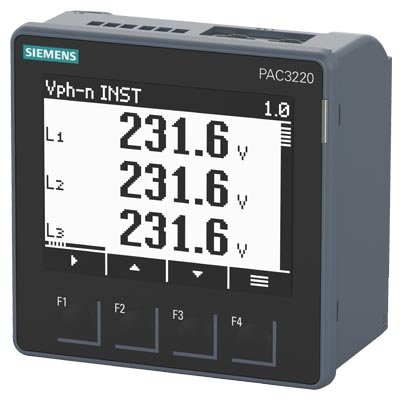 [Imagem MULTIMEDIDOR DE ENERGIA PAC3220 SENTRON LCD 96X96MM 2 ENTRADAS 2 SAÍDAS 7KM32200BA011DA0 SIEMENS]