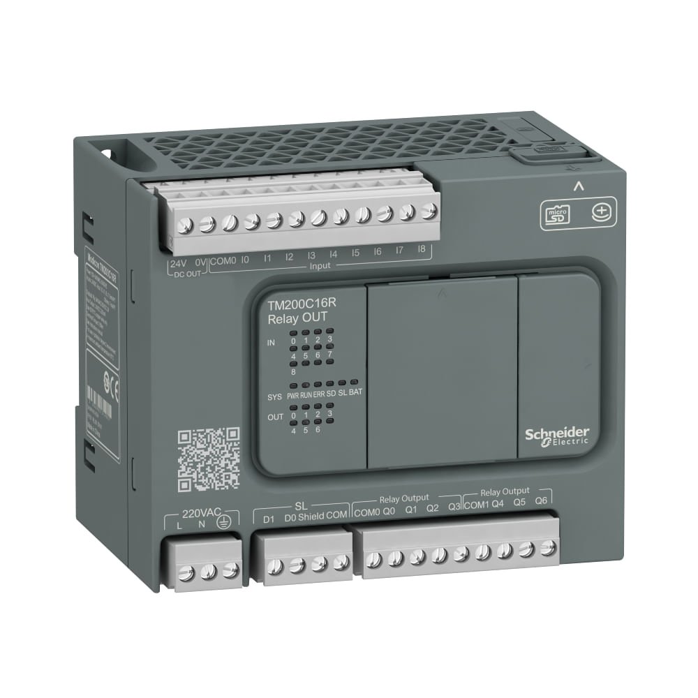 [Imagem CONTROLADOR LOGICO PROGRAMÁVEL MODICON M200, 16 E/S, SAÍDA A RELE. TM200C16R SCHNEIDER]