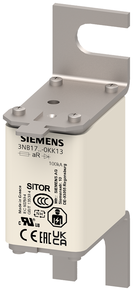 ELEMENTO DE FUSÍVEL SITOR 100A AR 440V CC/700V VSI 500V CC UL @MBC 6XIN 3NB17230KK13 SIEMENS