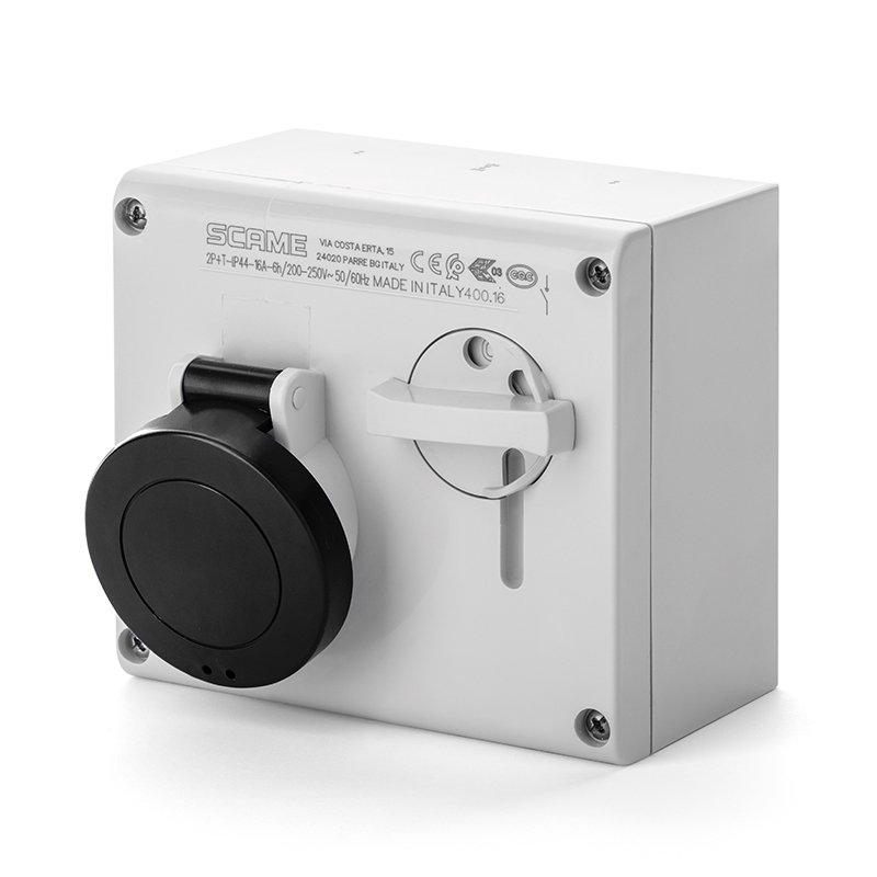 [Imagem do produto TOMADA DE EMBUTIR INTERTRAVAMENTO 16A 3P+T 7H IP44 480-500V 500.16866 SCAME]