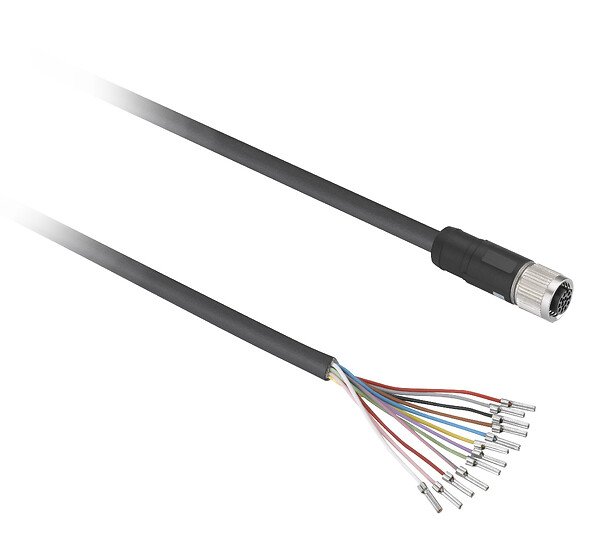[Imagem CABO PUR 12 P COM CONECTOR M12 FM  XZCPB44P14L5 TELEMECANIQUE]