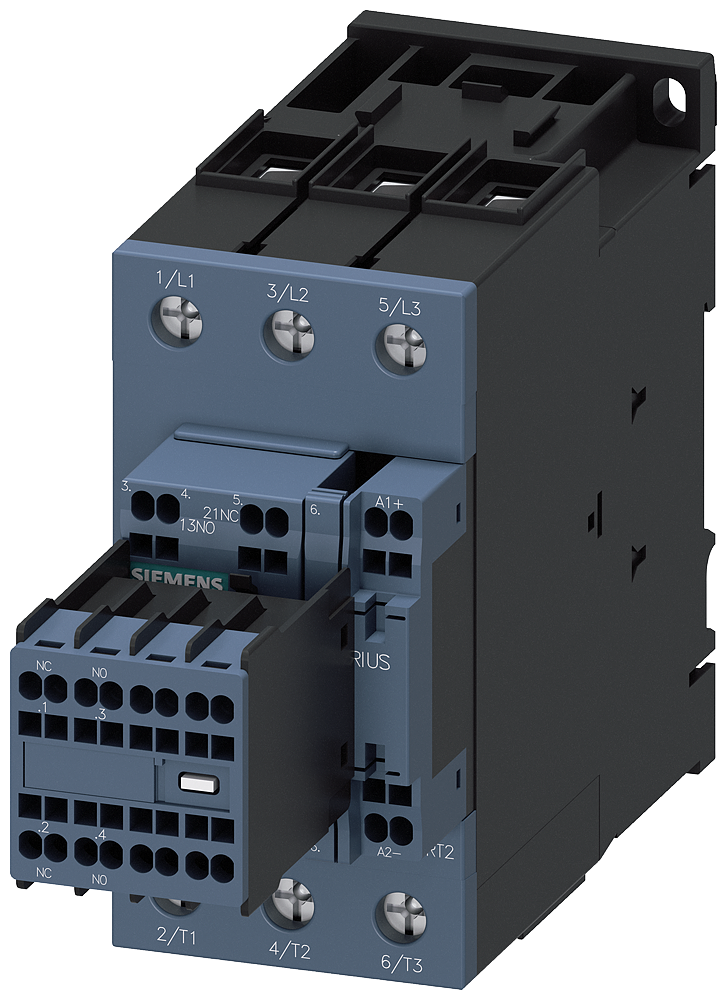 CONTATOR AC-3E 22KW/400V CC 24V 0,7-1,25*US 2NA+2NF DE 3 POLOS 3RT20363XB440LA2 SIEMENS