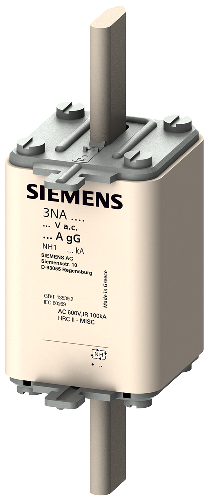 [Imagem do produto ELEMENTO DE FUSÍVEL NH, NH1, IN: 250 A, GG, UN CA: 690 V, UN CC: 440 V 3NA31446 SIEMENS]