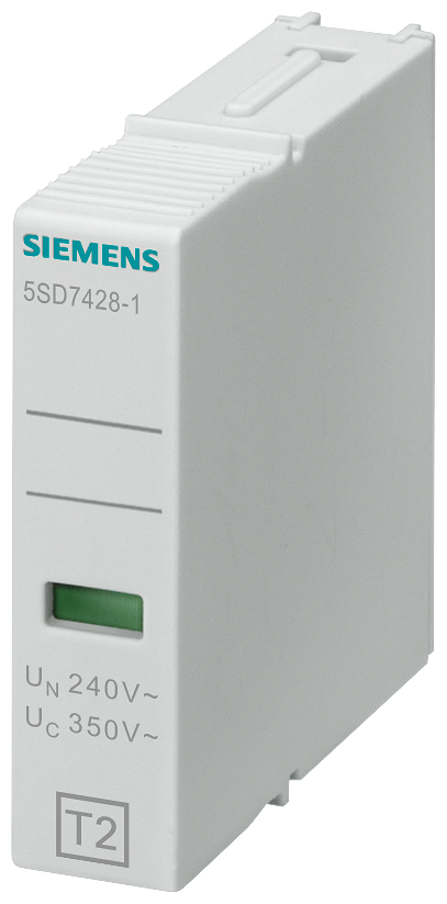 [Imagem PEÇA DE ENCAIXE TIPO 2 L-N CLASSE DE REQUISITO C, UC 350V DE 1 POLO, CONSTRUÇ 5SD74281 SIEMENS]