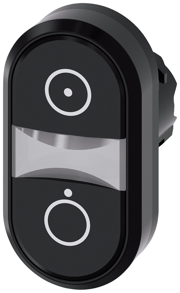 TECLA DUPLA 22 MM REDONDO PLÁSTICO PRETO: SÍMBOLO 5264 IEC 60417 PRETO: 3SU10003AB110AQ0-ZX90 SIEMENS