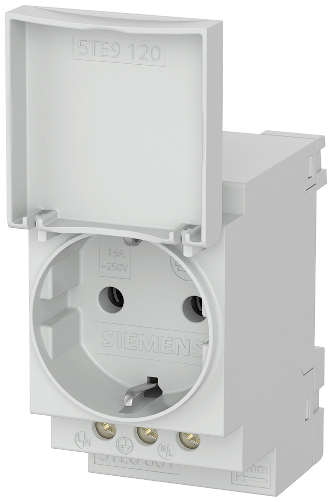 TOMADA SCHUKO 16 A COM TAMPA SEGUNDO DIN VDE 0620 PARA INSTALAÇÃO DA DISTRIBU 5TE6801 SIEMENS