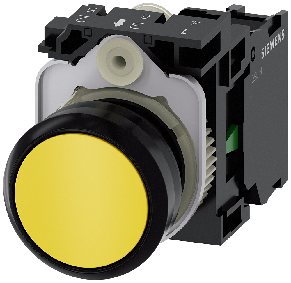 BOTÃO 22 MM REDONDO PLÁSTICO AMARELO BOTÃO DE PRESSÃO PLANO TECLA COM 3SU11000AB301BA0-ZY10 SIEMENS