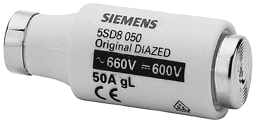 ELEMENTO FUSÍVEL DIAZED 690 V PARA PROTEÇÕES DE CABOS E CONDUTORES CLASSE DE 5SD8050 SIEMENS