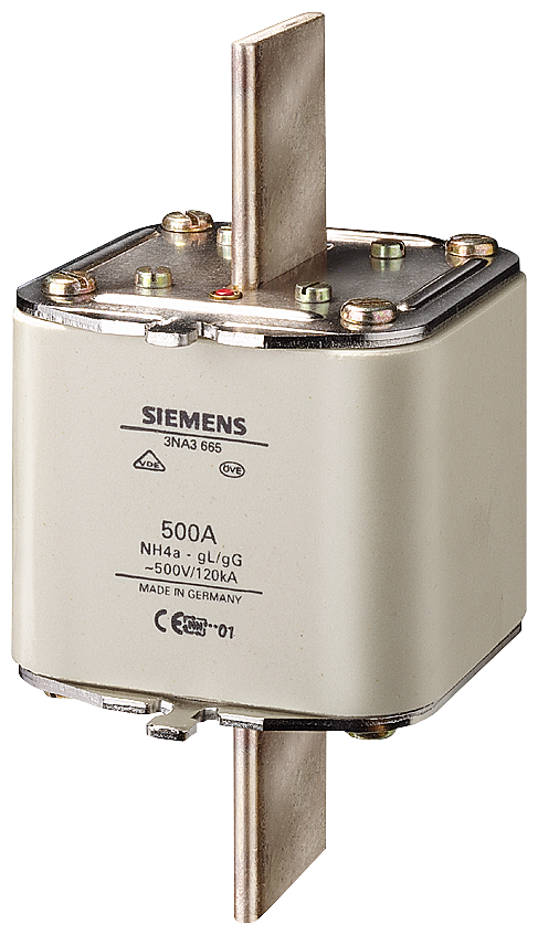 [Imagem ELEMENTO DE FUSÍVEL NH, NH4A, IN: 630 A, GG, UN CA: 500 V, UN CC: 440 V 3NA3672 SIEMENS]
