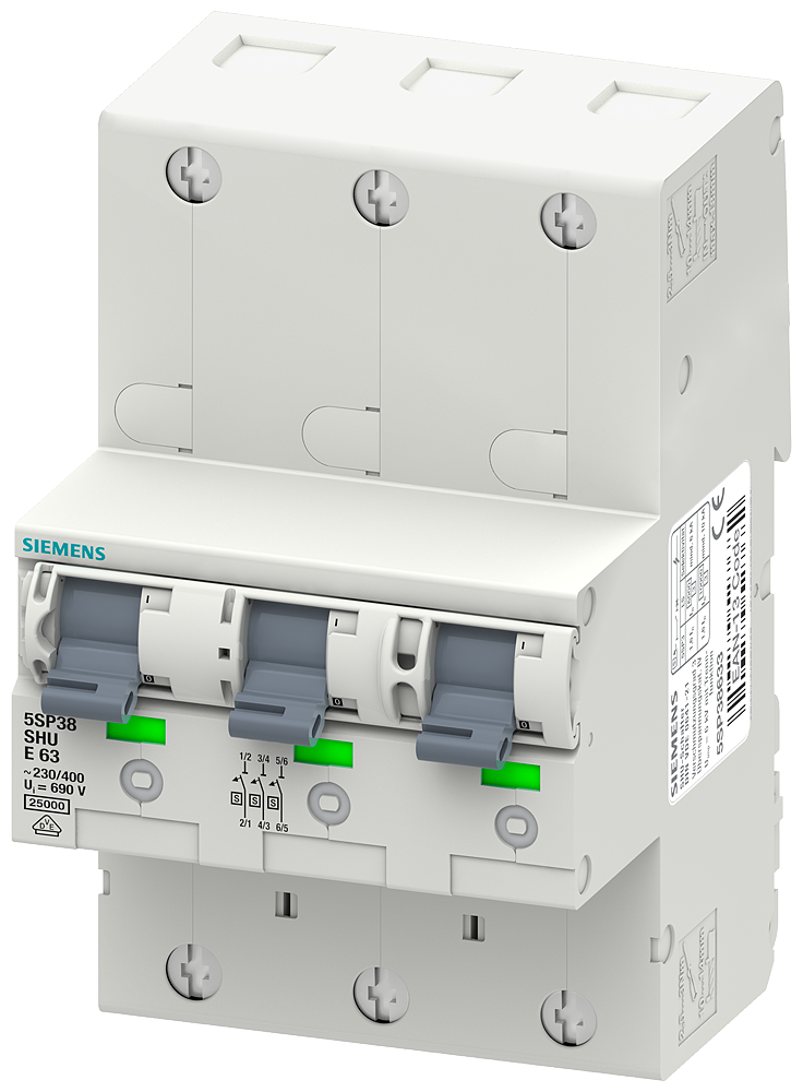 INTERRUPTOR DE PROTEÇÃO DE LINHA PRINCIPAL (SHU) 3X DE 1 POLO E 25 400V 5SP38253 SIEMENS