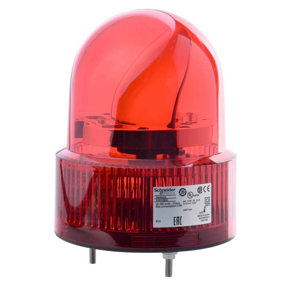 [Imagem do produto FAROL ROTATIVO D120 COM SIRENE 24VCC VERMELHO XVR12B04S SCHNEIDER]