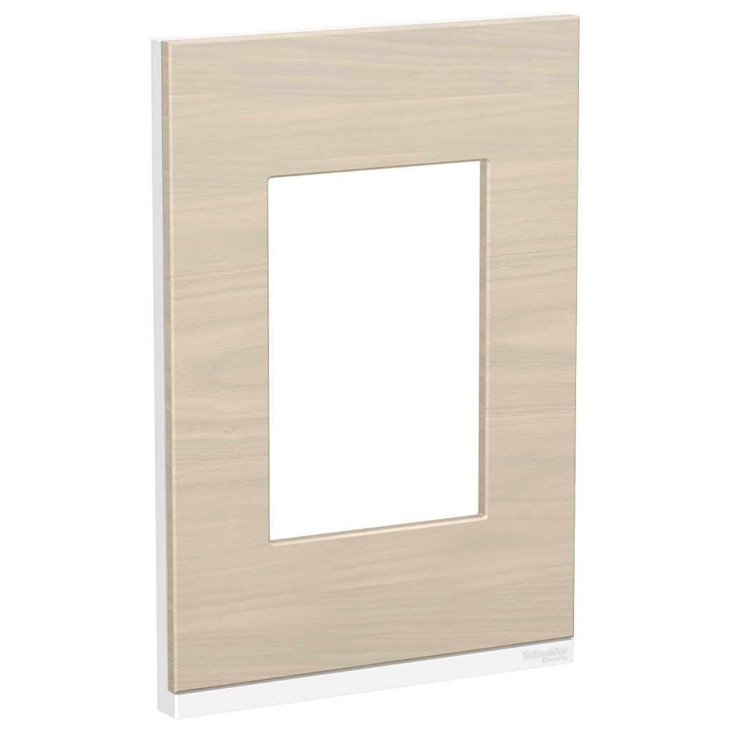 [Imagem PLACA+SUPORTE 4X2 3 POSTOS CLASS BR / NORDIC WOOD VERTICAL S734103829 SCHNEIDER]