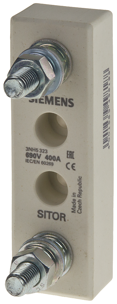 [Imagem do produto SITOR PORTA-FUSÍVEIS 400A 690V DE 1 POLO COM CONEXÃO POR PINO 3NH5323 SIEMENS]