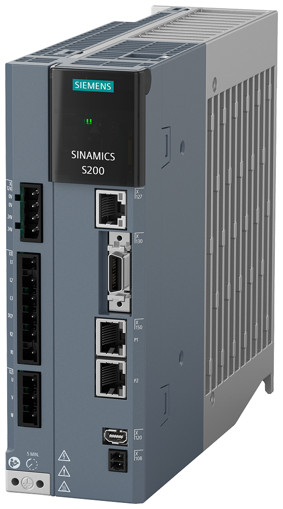 [Imagem do produto SINAMICS S200, COM TENSÃO DE ENTRADA PROFINET: 380-480 V 3AC; -15%/+10%; 2.5A; 5 6SL55101BE108AF0 SIEMENS]