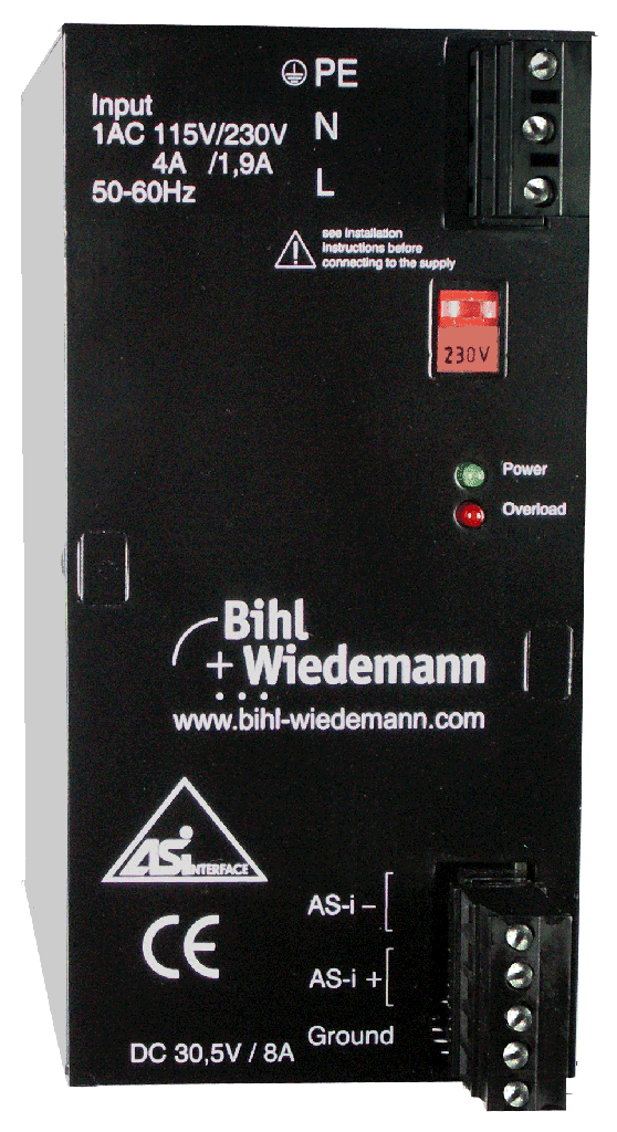 [Imagem do produto FONTE DE ALIMENTAÇÃO ASI E-115VCA / 230VCA C/ INTERRUPTOR ALCANCE S-8A 14950151031 BIHL AND WIEDEMANN]