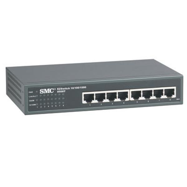 [Imagem do produto 8 PORTAS UNMANAGED 10/100/1000 MBPS GIGABIT ETHERNET SWITCH SMC8508T SMC]