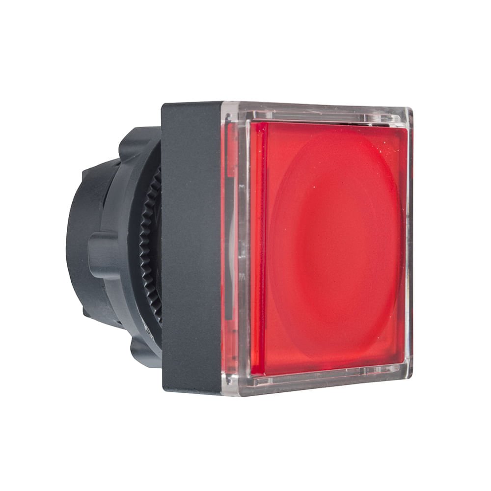 [Imagem CABEÇOTE PARA BOTÃO LUMINOSO MODULAR Ø22MM PLÁSTICO, QUADRADO, PARA LED INTEGRAL, VERMELHO ZB5CW343 SCHNEIDER]