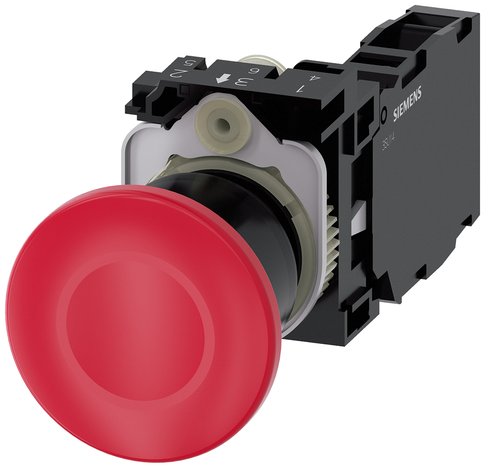 BOTÃO TIPO COGUMELO 22 MM REDONDO PLÁSTICO VERMELHO 40 MM DE ENCAIXE D 3SU11001BA201FA0-ZY11 SIEMENS