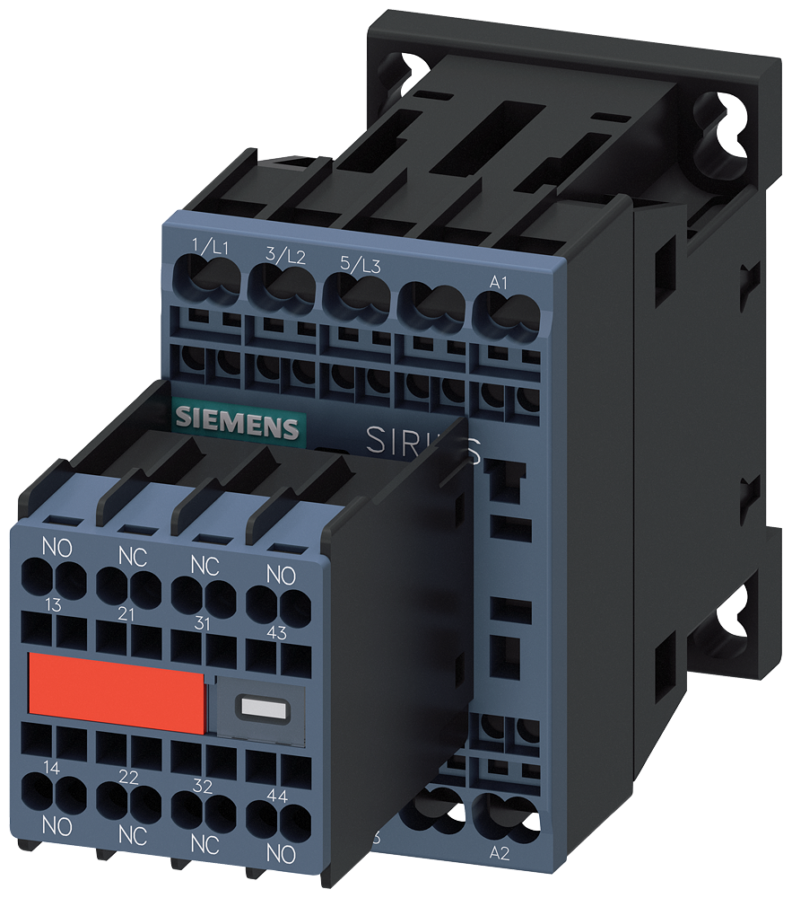 CONTATOR AC-3E 12 A/5,5 KW/400V 3 POLOS AC 230V 50/60HZ 2NA+2NF BORNE 3RT20172AP043MA0 SIEMENS