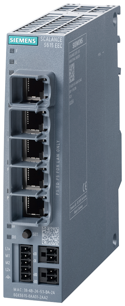 [Imagem SCALANCE S615 EEC INDUSTRIAL SECURITY APPLIANCE, VPN, FIREWALL, 5XRJ45 6GK56150AA012AA2 SIEMENS]